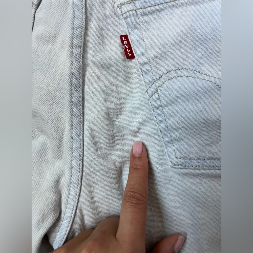 Light Blue Levi's High Waist White Denim Shorts - Picture 3 of 5